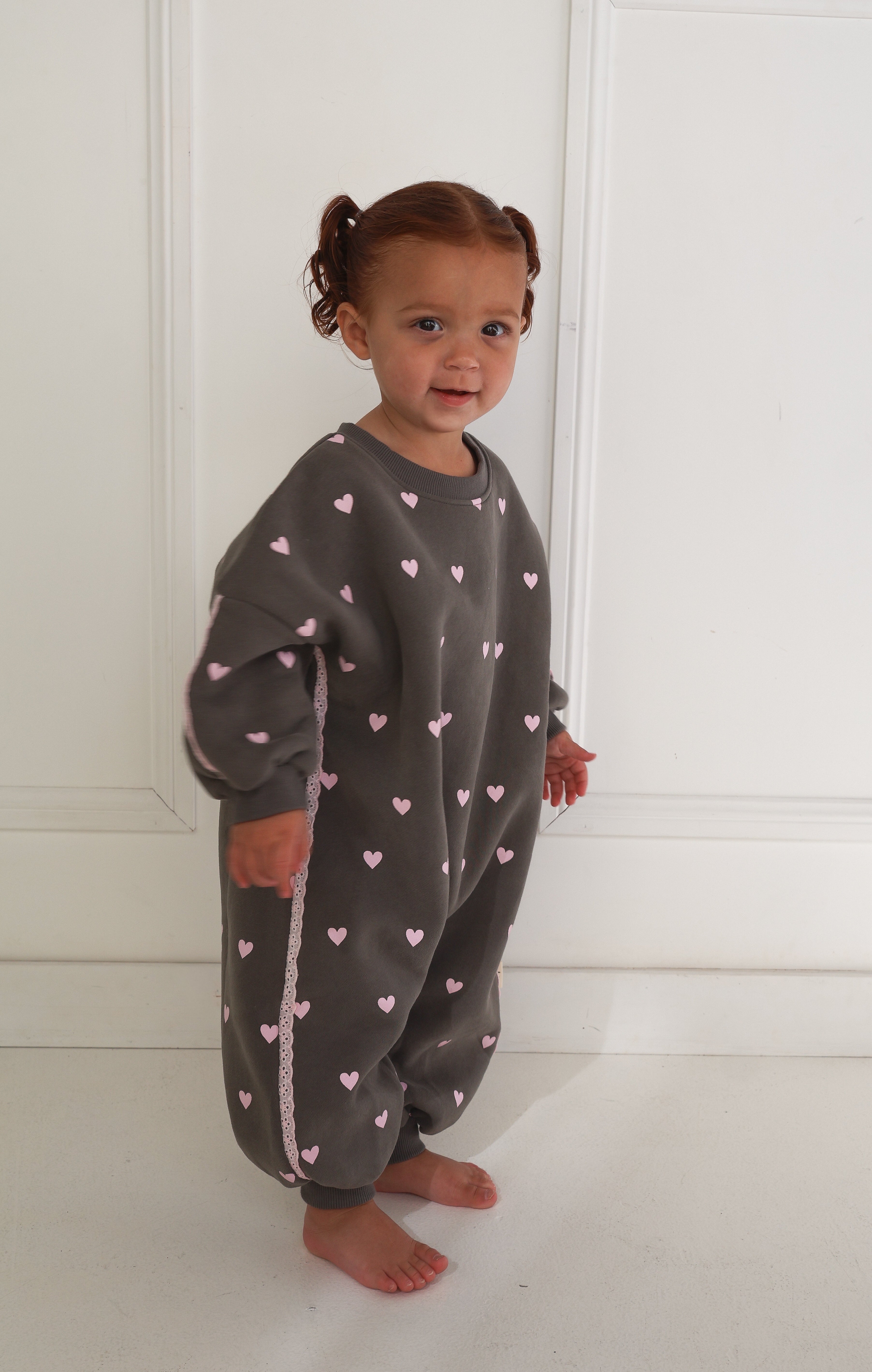 Myla Jane - Lover Romper / Charcoal / Baby Pink