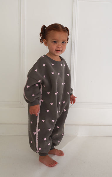 Myla Jane - Lover Romper / Charcoal / Baby Pink