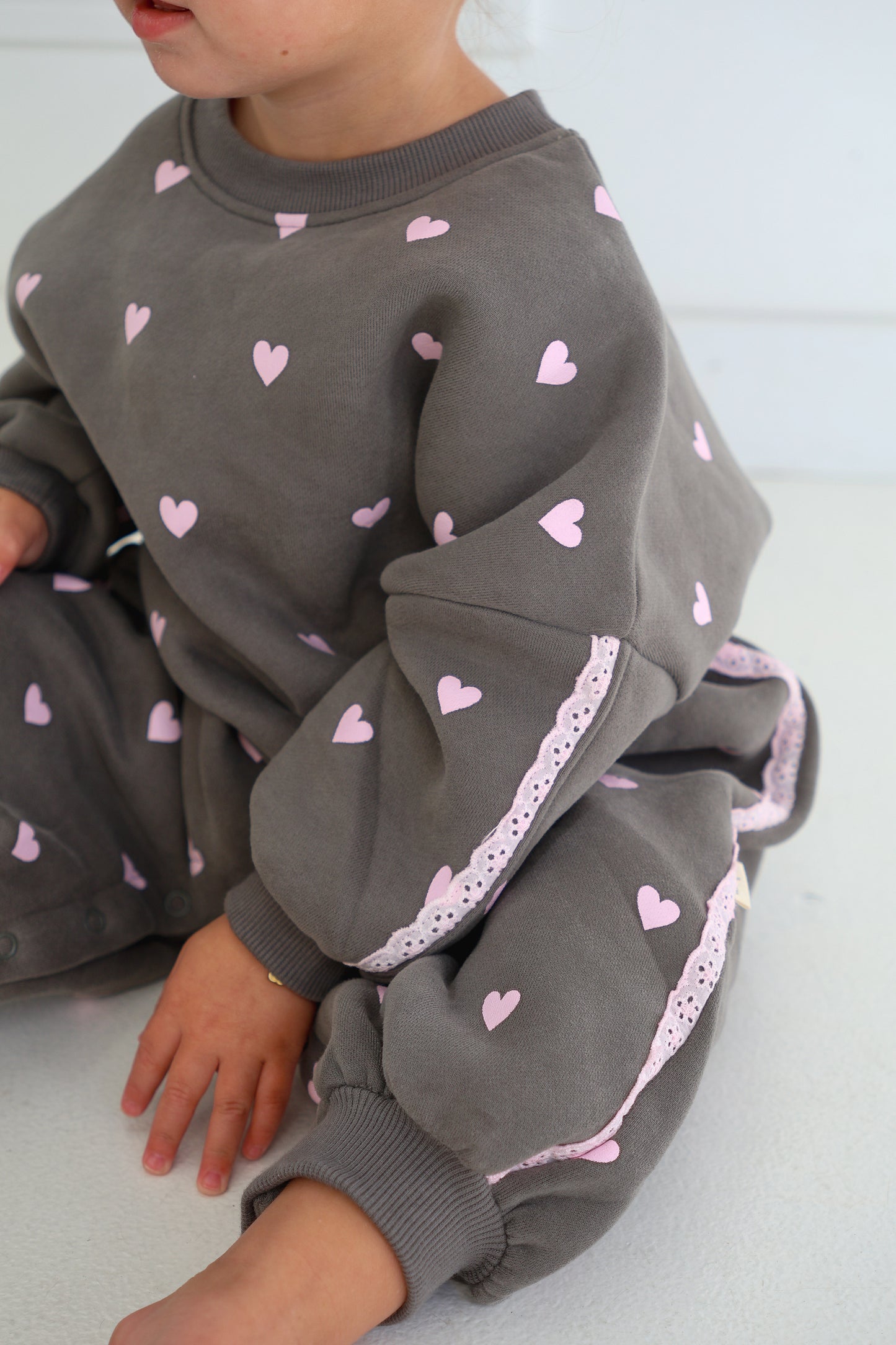 Myla Jane - Lover Romper / Charcoal / Baby Pink