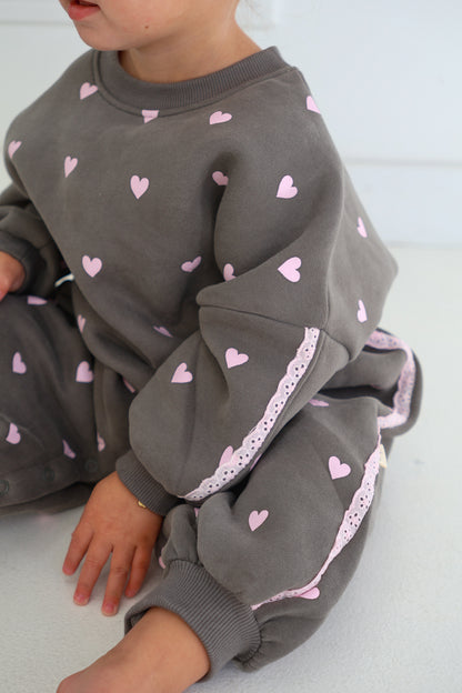 Myla Jane - Lover Romper / Charcoal / Baby Pink