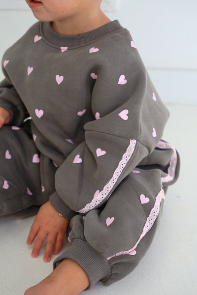 Myla Jane - Lover Romper / Charcoal / Baby Pink