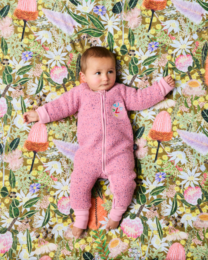 Kip & Co - Sherpa Long Sleeve Zip Romper / Pink Sprinkle