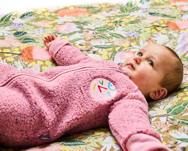 Kip & Co - Sherpa Long Sleeve Zip Romper / Pink Sprinkle