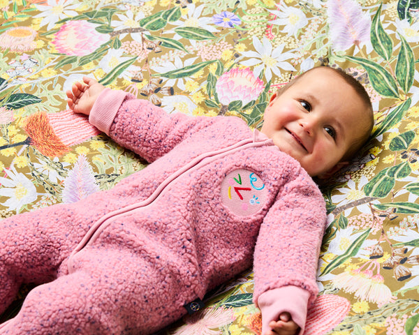 Kip & Co - Sherpa Long Sleeve Zip Romper / Pink Sprinkle