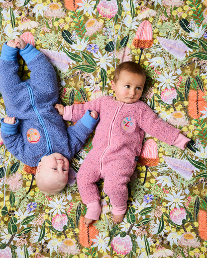 Kip & Co - Sherpa Long Sleeve Zip Romper / Pink Sprinkle