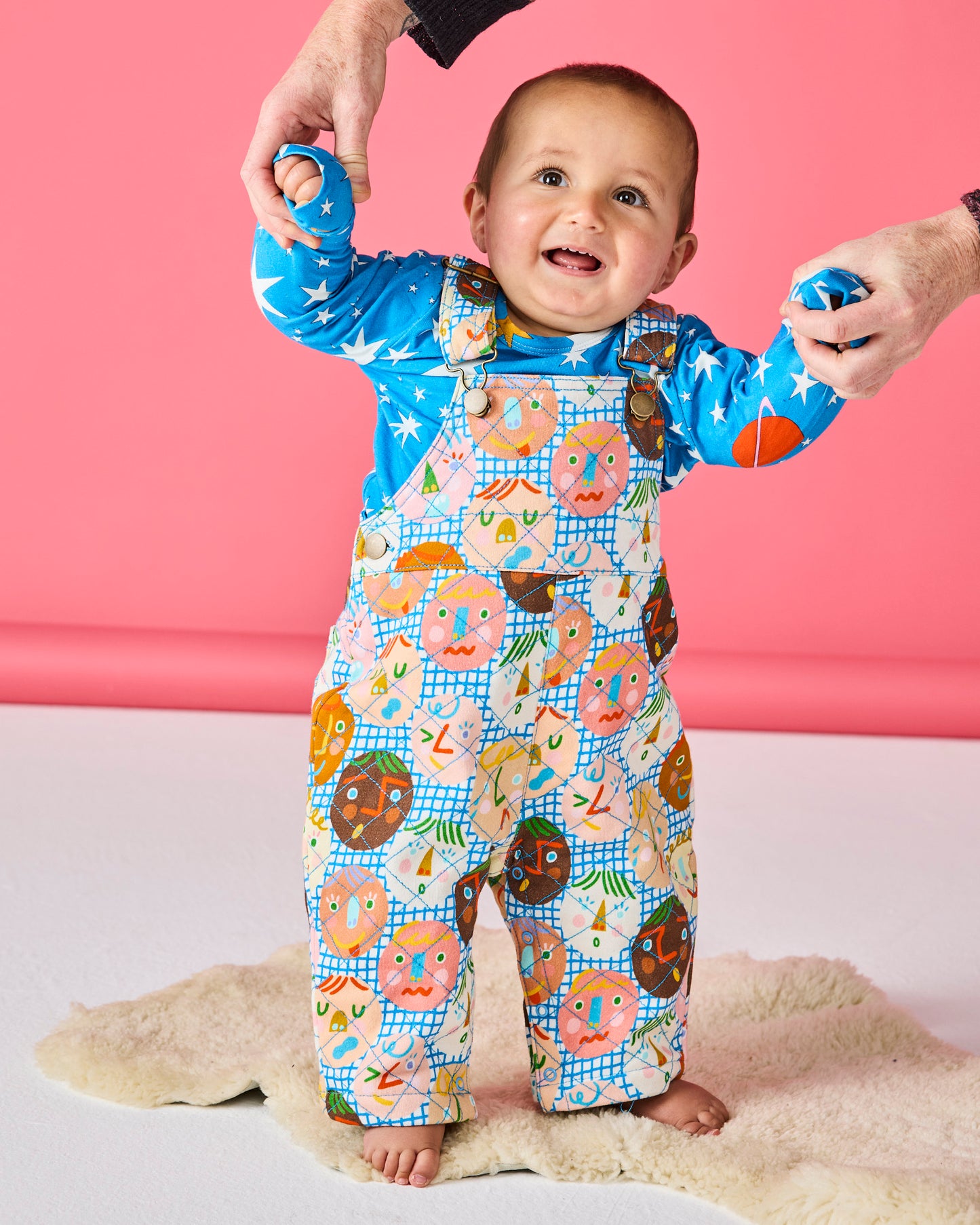 Kip & Co - Baby Organic Cotton Quilted Fleece Overalls / Cheer Up