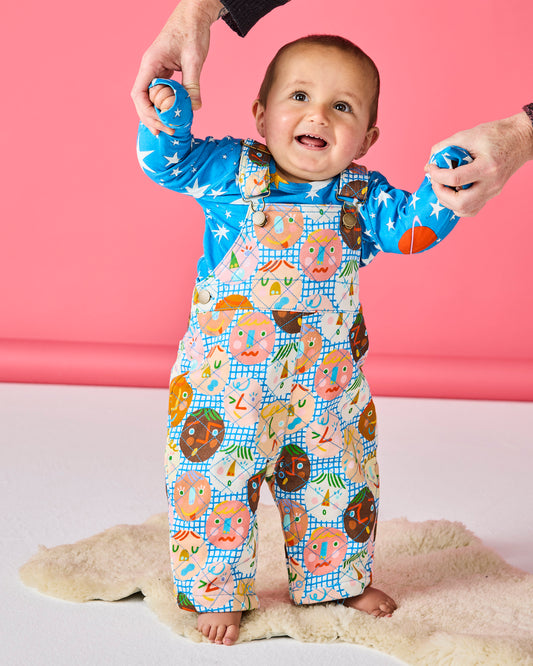 Kip & Co - Baby Organic Cotton Quilted Fleece Overalls / Cheer Up