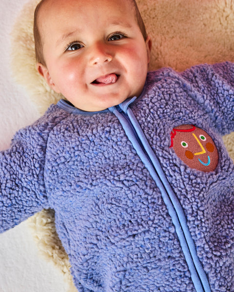 Kip & Co - Sherpa Long Sleeve Zip Romper / Blue Sprinkle