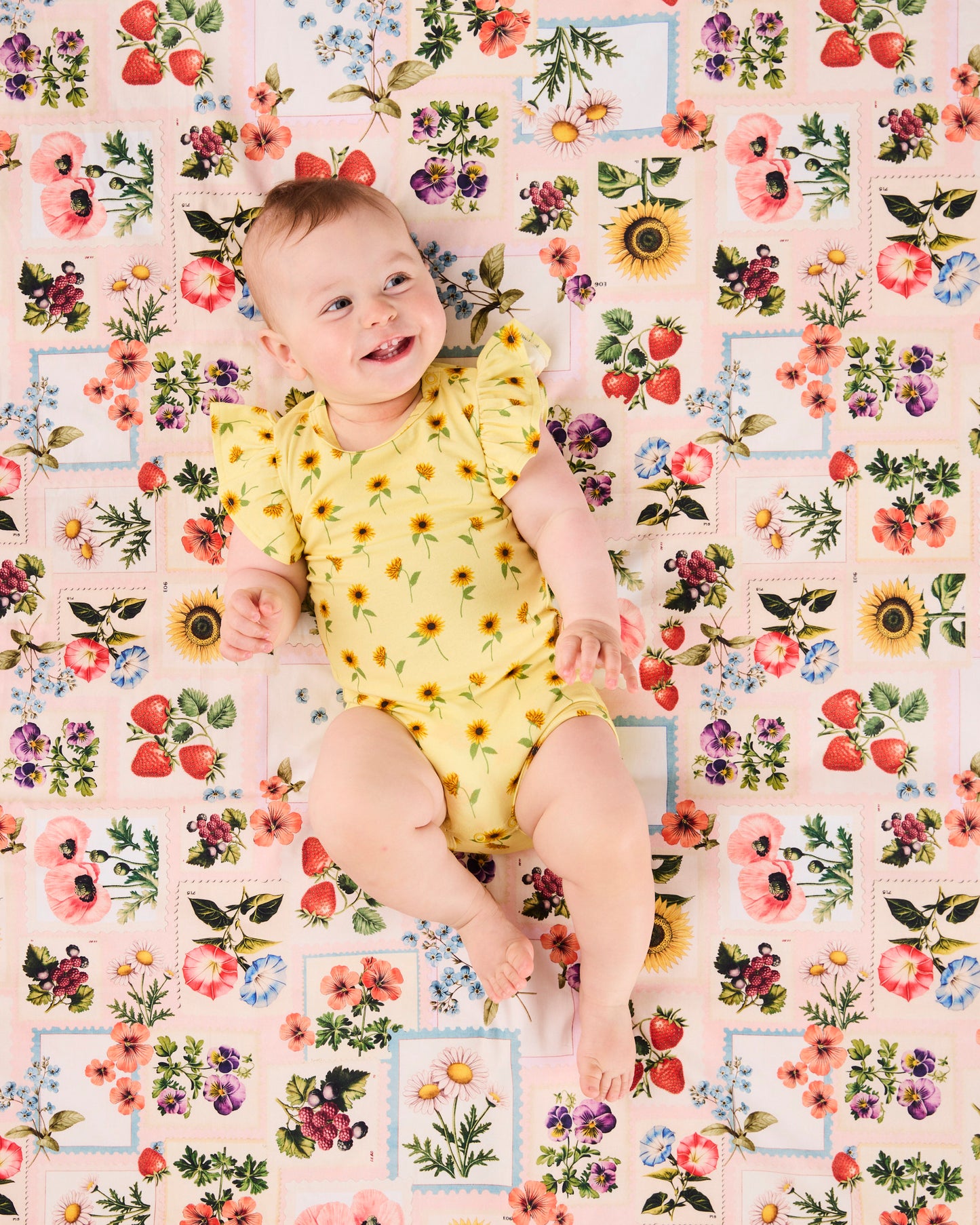 Kip & Co - Organic Short Sleeve Frill Romper / Sunflower Delight