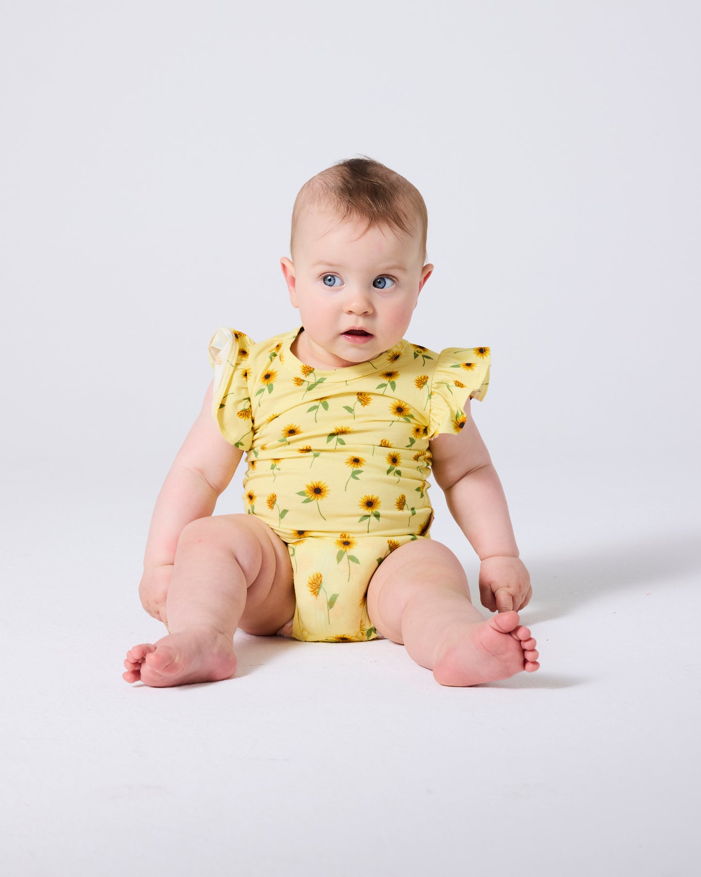 Kip & Co - Organic Short Sleeve Frill Romper / Sunflower Delight
