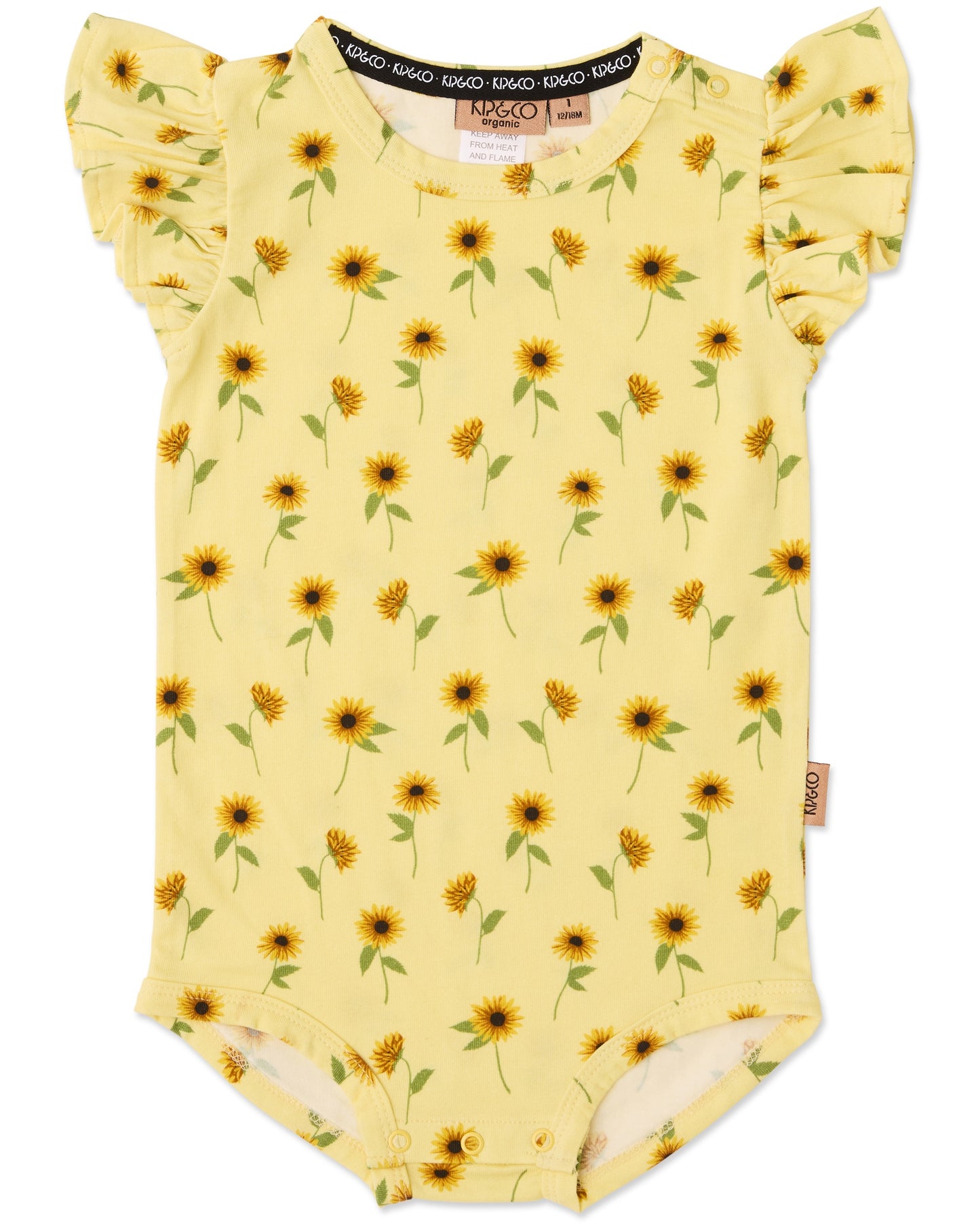 Kip & Co - Organic Short Sleeve Frill Romper / Sunflower Delight