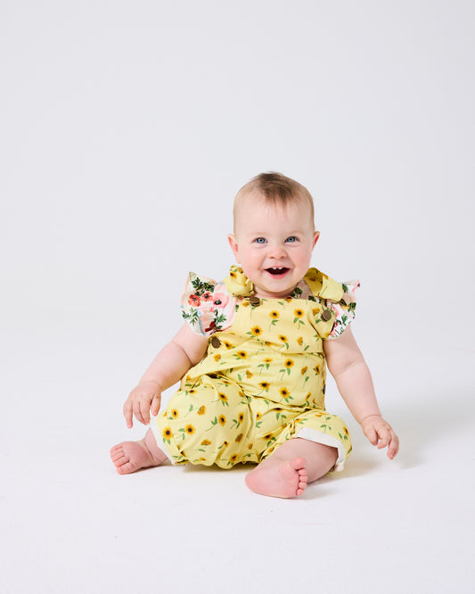 Kip & Co - Baby Cotton Drill Overalls / Sunflower Delight