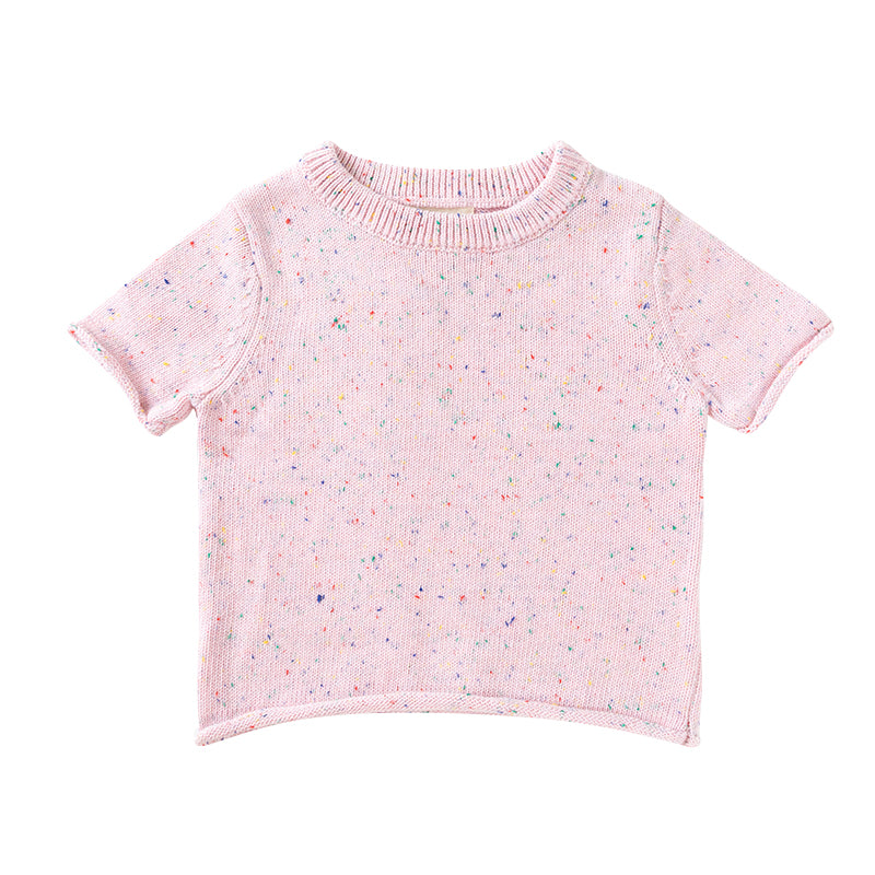 ponchik babies + kids - Cotton Knit Tee / fairy floss speckle