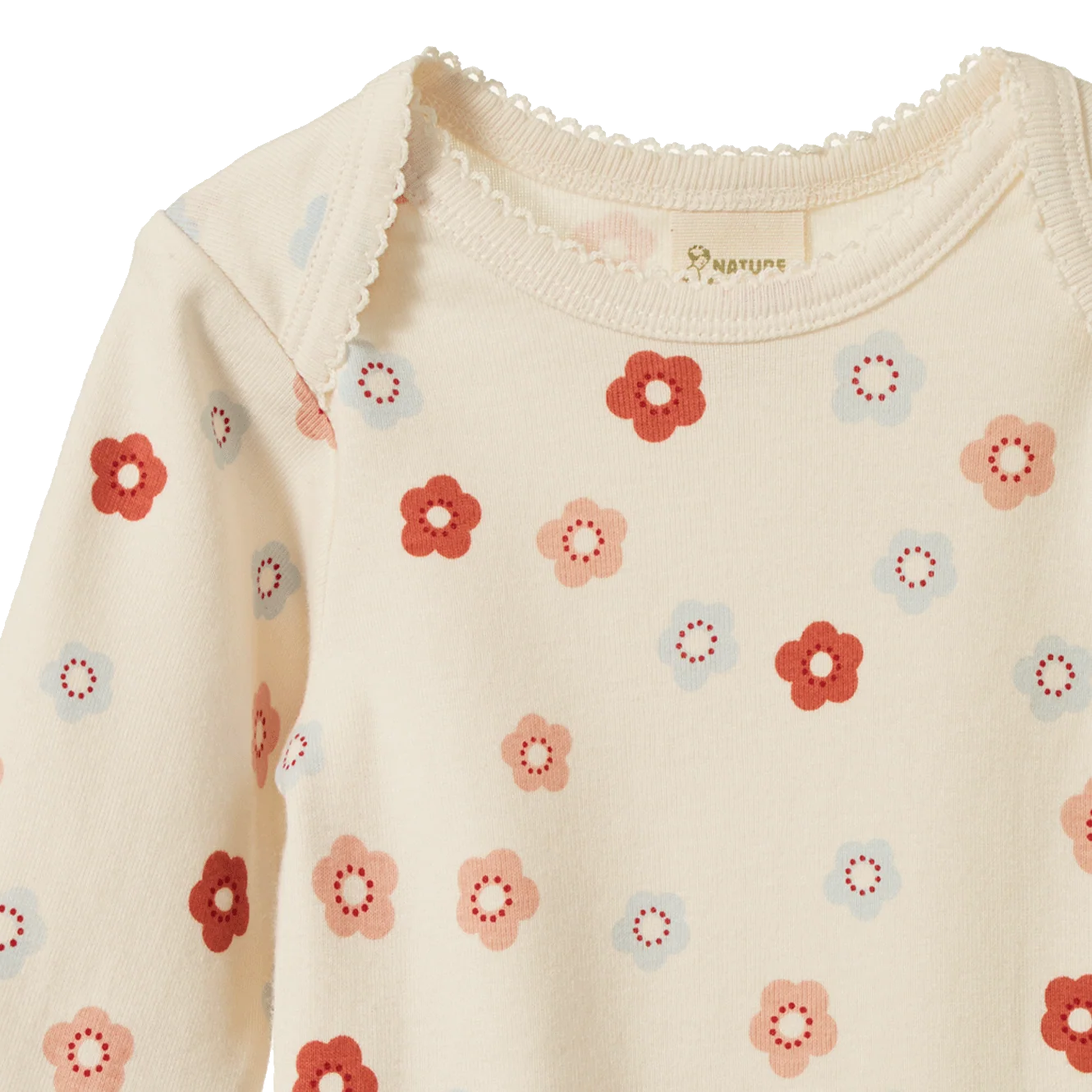 Nature Baby - Long Sleeve Bodysuit / Petite Flora Stamp Print