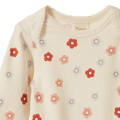 Nature Baby - Long Sleeve Bodysuit / Petite Flora Stamp Print