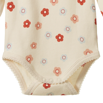 Nature Baby - Long Sleeve Bodysuit / Petite Flora Stamp Print