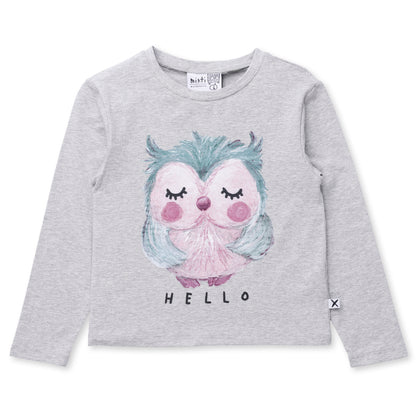 Minti - Painted Owl Tee / Grey Marle