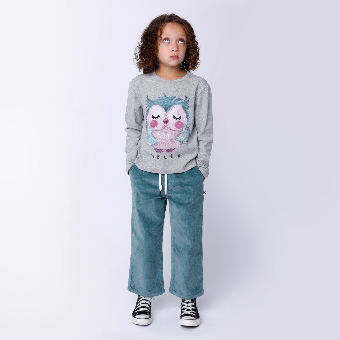 Minti - Painted Owl Tee / Grey Marle
