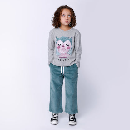 Minti - Painted Owl Tee / Grey Marle