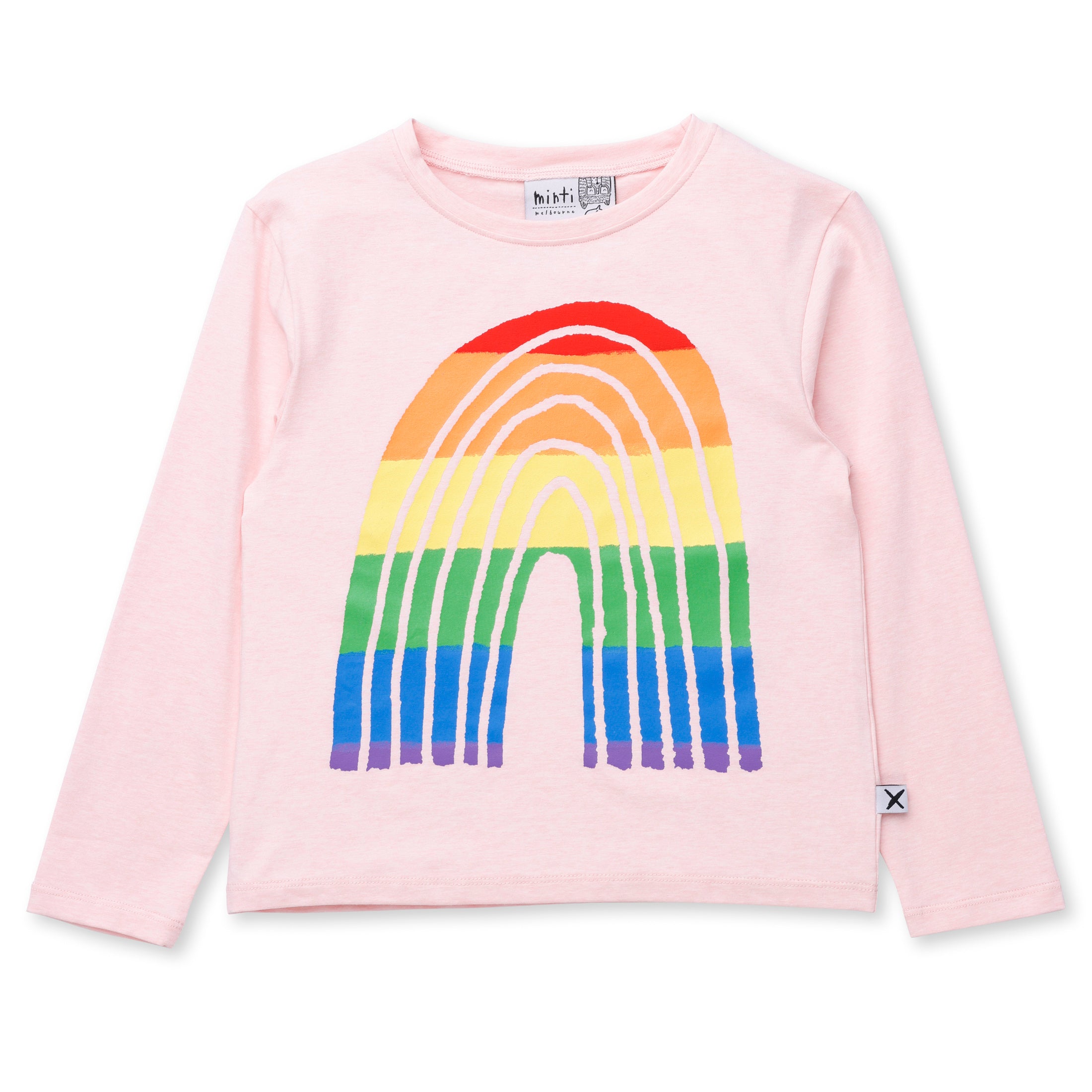 Minti - Stripey Rainbow Tee / Pink Marle