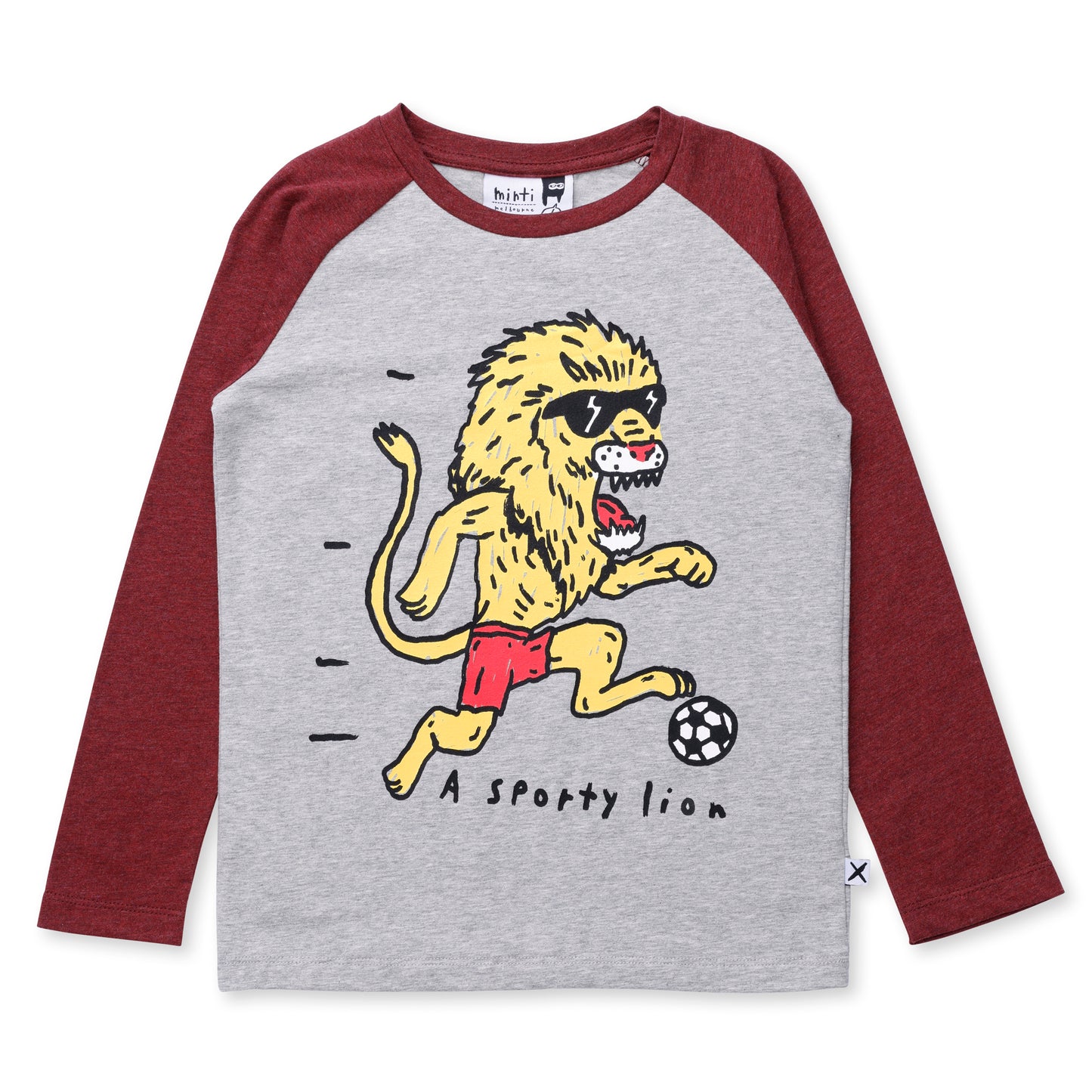 Minti - A Sporty Lion Tee / Grey + Red Marle