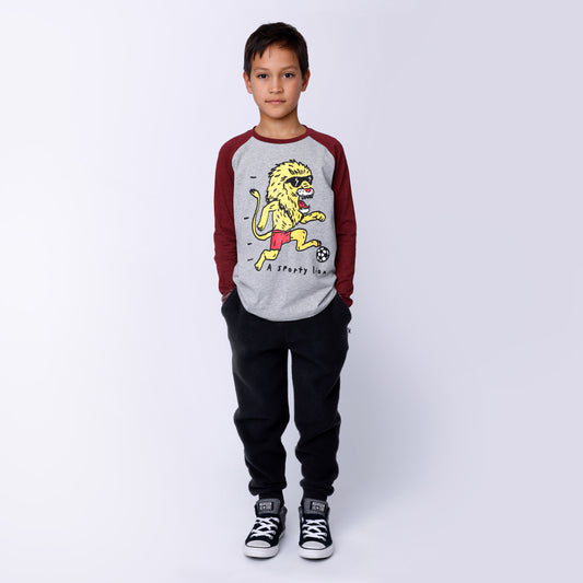 Minti - A Sporty Lion Tee / Grey + Red Marle