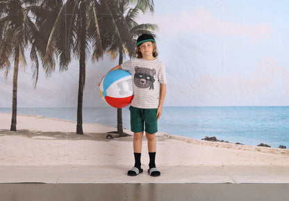 Minti - Bear In Disguise Tee / Slate + White Stripe
