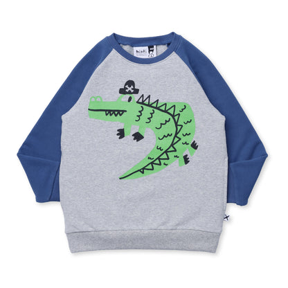 Minti - Captain Croc Furry Crew / Grey Marle + Navy