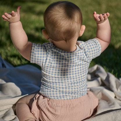 Nature Baby - Stretch Jersey Short Sleeve Bodysuit / Blue Gingham
