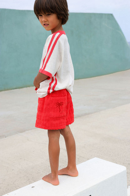 Grown Clothing - Organic Knitted Contrast Tee / Fiesta & Coconut