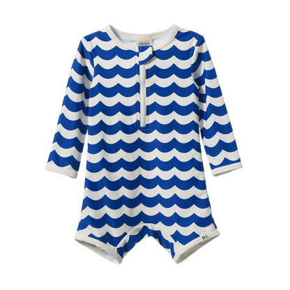 Nature Baby - One Piece Bathing Trunks / Waves Blue Print