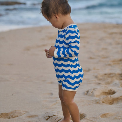 Nature Baby - One Piece Bathing Trunks / Waves Blue Print