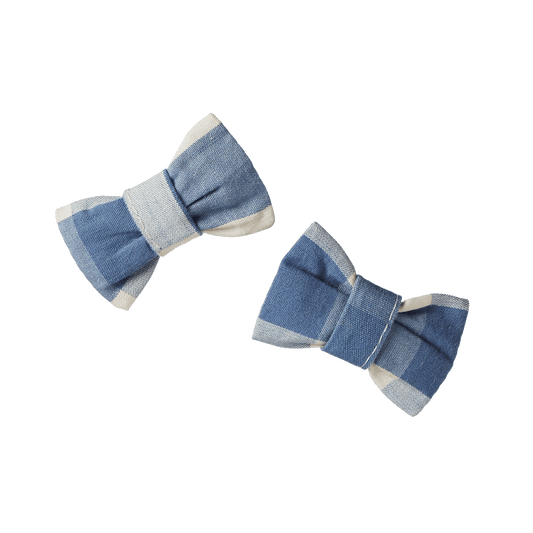 Nature Baby - Bow Hair Clips 2 Pack / Bluebelle Check