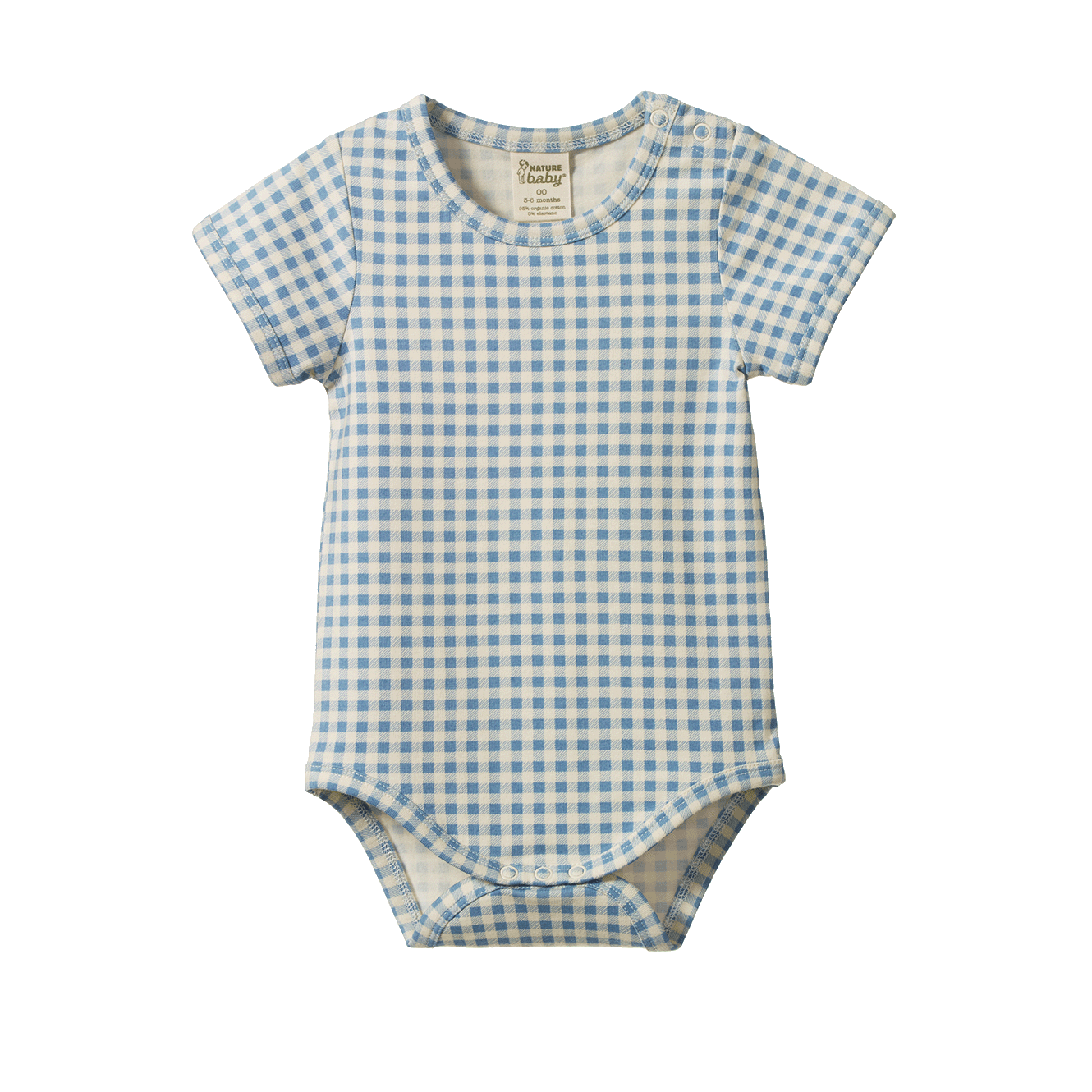 Nature Baby - Stretch Jersey Short Sleeve Bodysuit / Blue Gingham