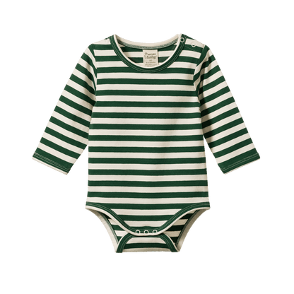 Nature Baby - Stretch Jersey Long Sleeve Bodysuit / Eden Sea Stripe