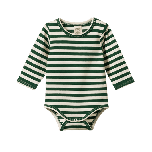 Nature Baby - Stretch Jersey Long Sleeve Bodysuit / Eden Sea Stripe