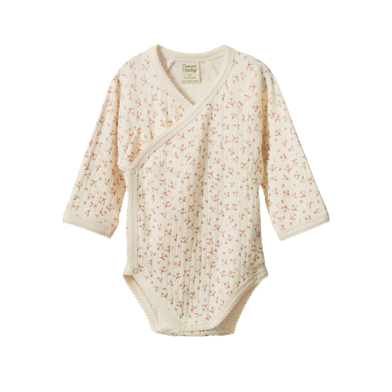 Nature Baby - Long Sleeve Kimono Bodysuit Pointelle / Dandelion Print