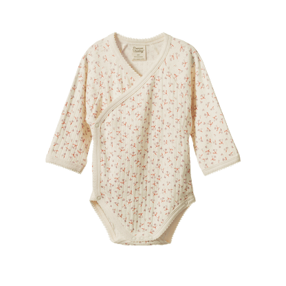 Nature Baby - Long Sleeve Kimono Bodysuit Pointelle / Dandelion Print