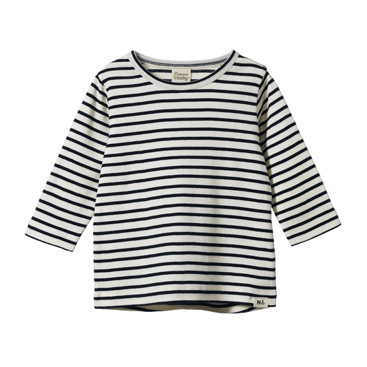 Nature Baby-Long Sleeve River Tee / Navy Sailor Stripe