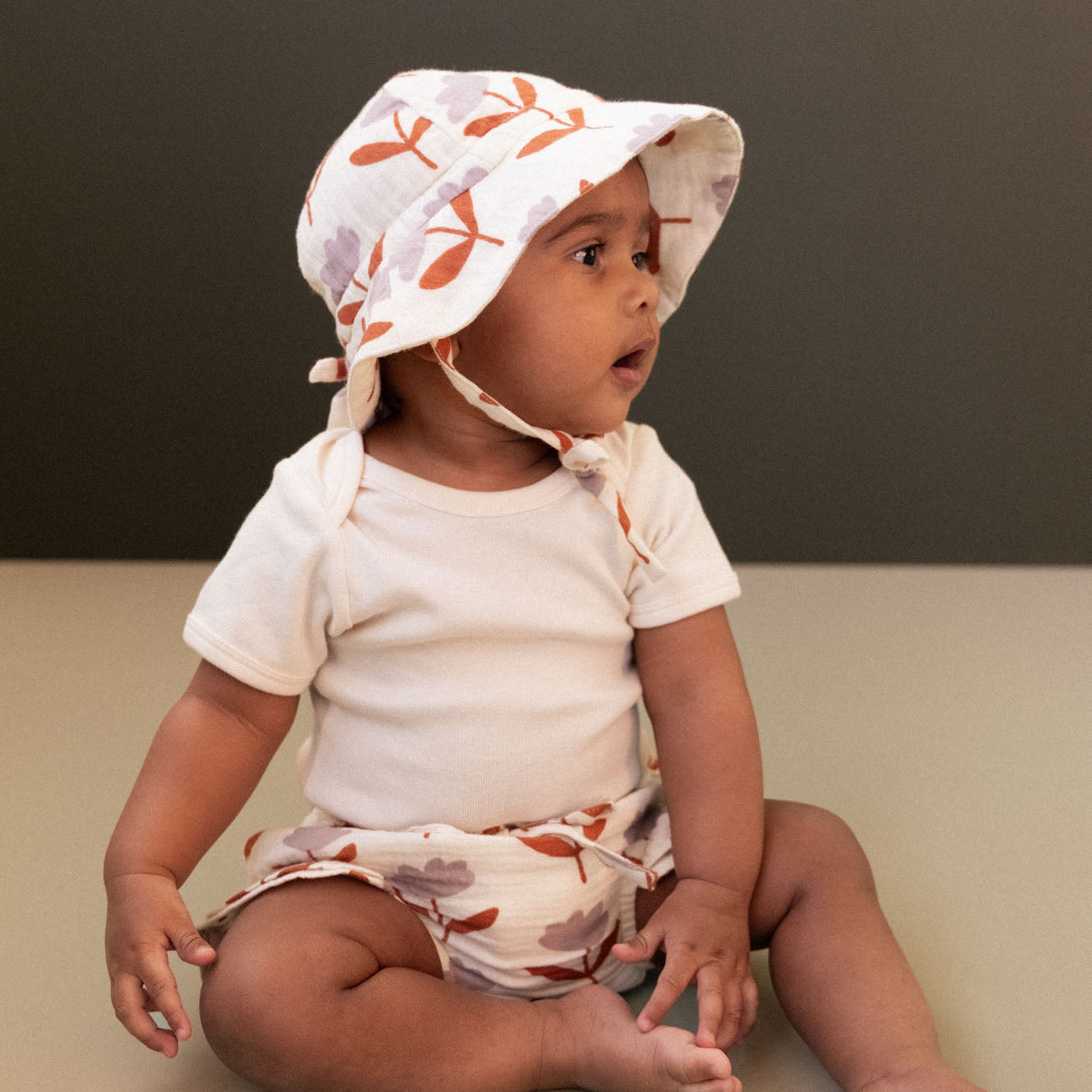 Nature Baby - Crinkle Muslin Sunhat / Fleurette Print