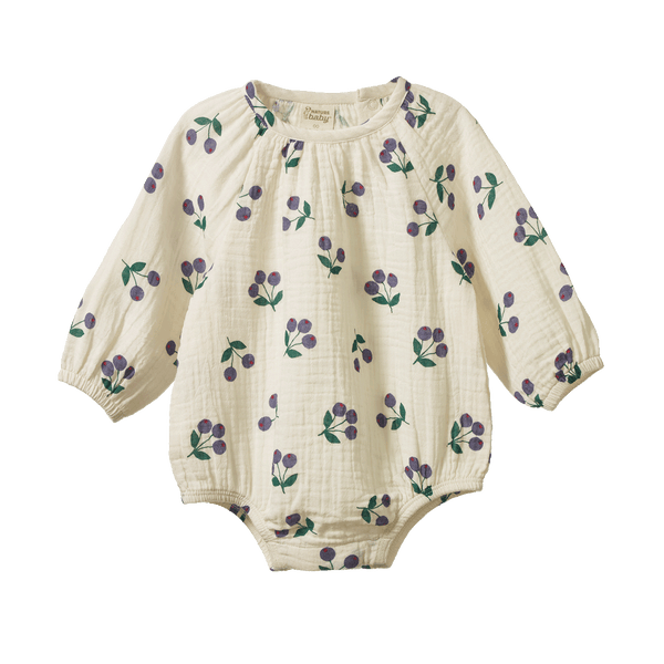 Nature Baby - Meadow Bodysuit Muslin / Winter Berry Natural Print