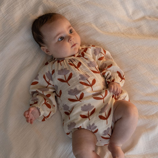 Nature Baby - Meadow Bodysuit Muslin / Fleurette Print