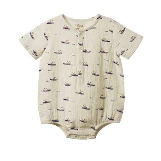 Nature Baby - Monty Suit Muslin / Row Boats Print