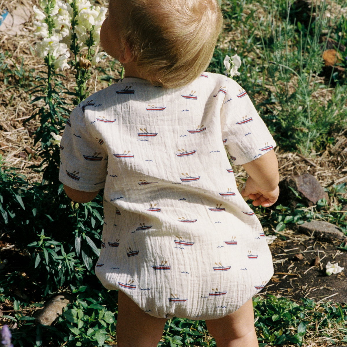Nature Baby - Monty Suit Muslin / Row Boats Print
