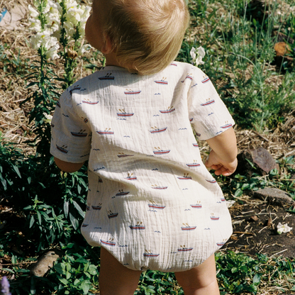 Nature Baby - Monty Suit Muslin / Row Boats Print