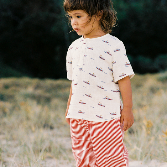 Nature Baby - Short Sleeve Caravan Shirt Muslin / Row Boats Print