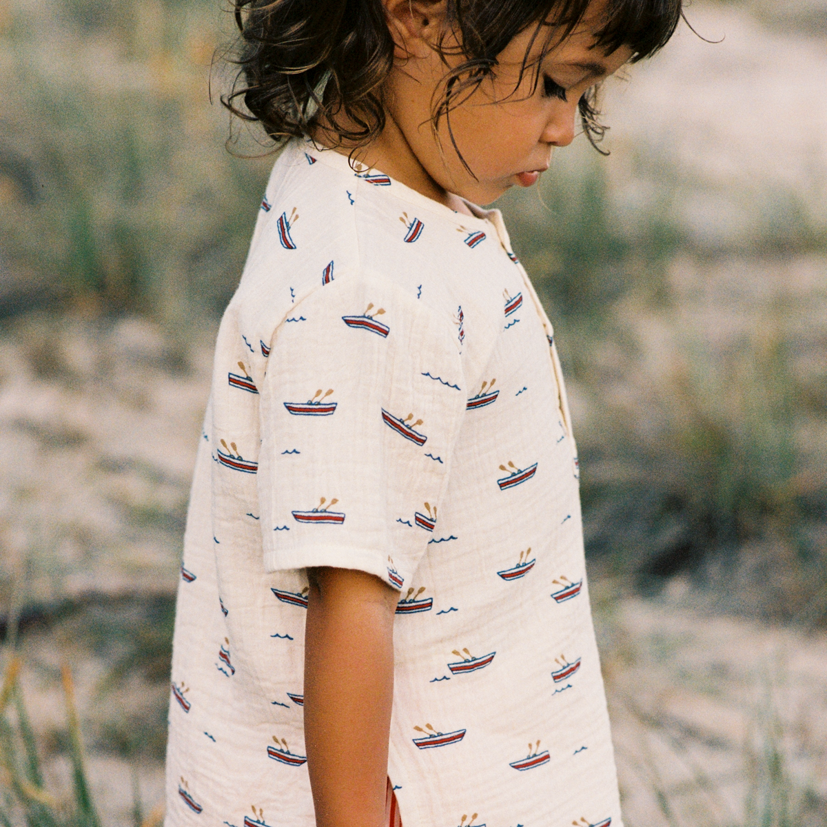Nature Baby - Short Sleeve Caravan Shirt Muslin / Row Boats Print