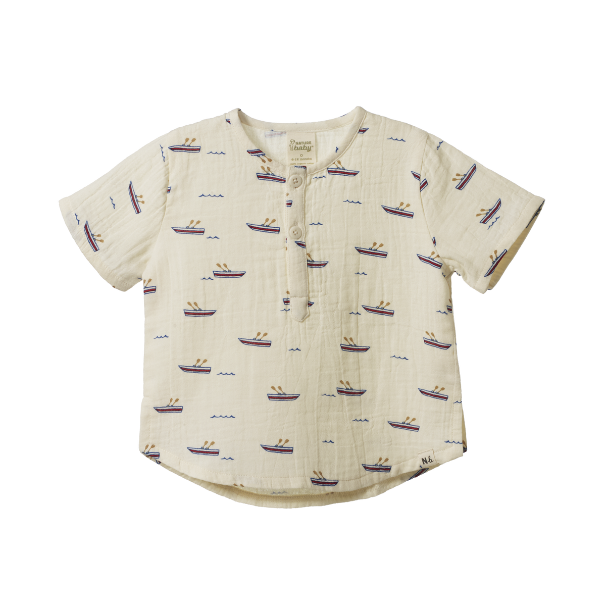 Nature Baby - Short Sleeve Caravan Shirt Muslin / Row Boats Print