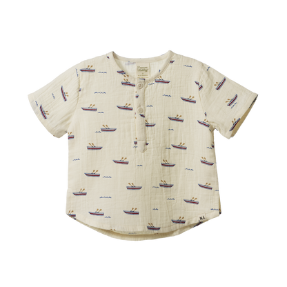 Nature Baby - Short Sleeve Caravan Shirt Muslin / Row Boats Print