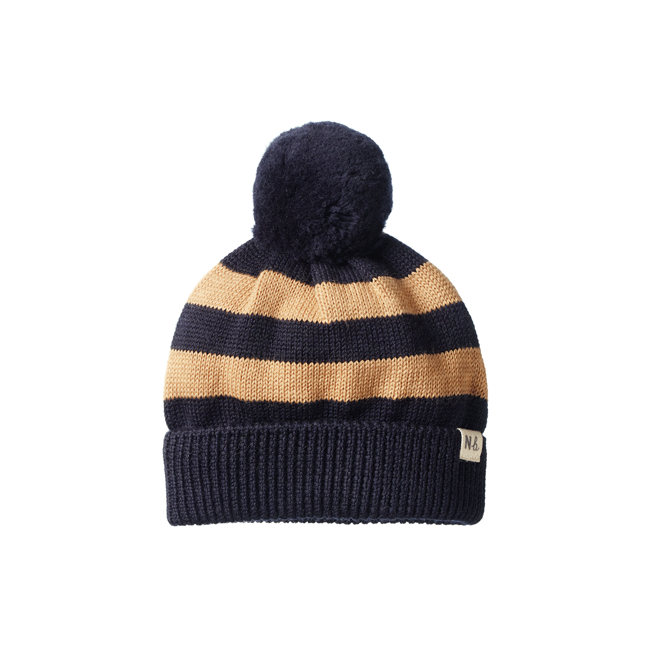 Nature Baby - Alpine Pom Pom Beanie / Navy/Caramel Stripe